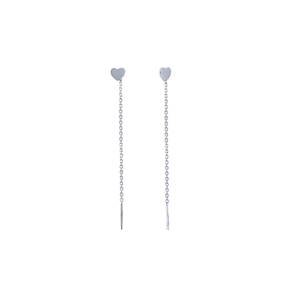 Серьги серебро 925 женские длинные протяжки сердечки Miestilo