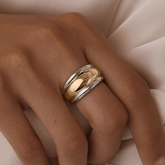 Серебряное кольцо биколор Miestilo