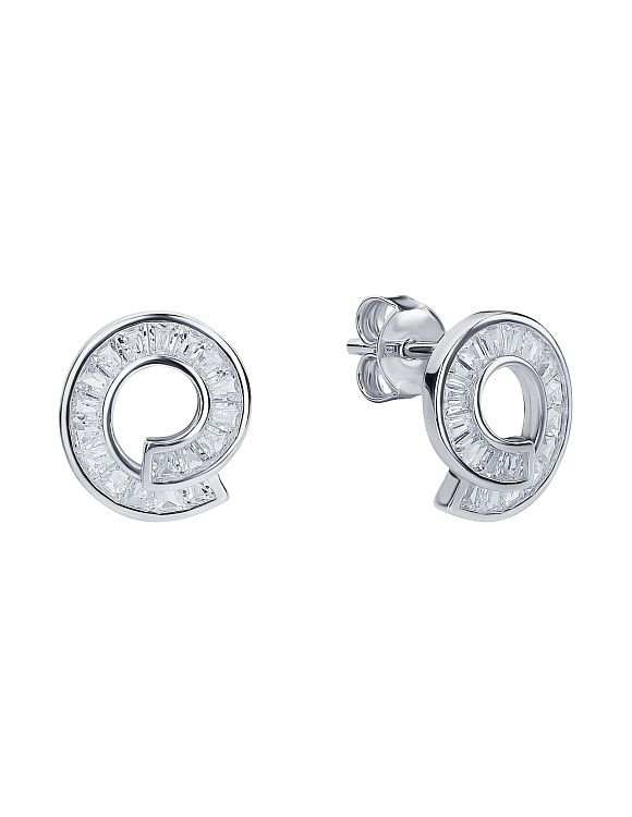 Серебряные серьги гвоздики с фианитами Miestilo  2