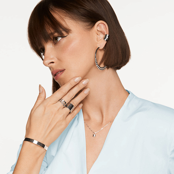 Серебряные крупные серьги кольца цепь Miestilo