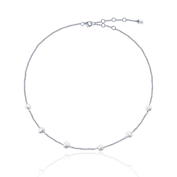 Серебряное колье с натуральным жемчугом Miestilo