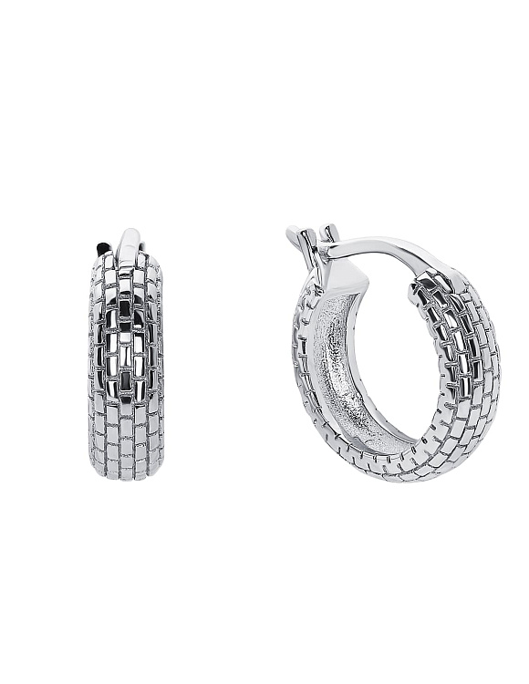 Серебряные фактурные серьги кольца внутренний диаметр 9мм, внешний диаметр 13мм Miestilo  2