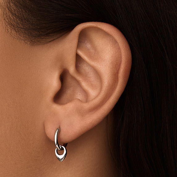 Серебряные серьги кольца со съемным подвесом Miestilo