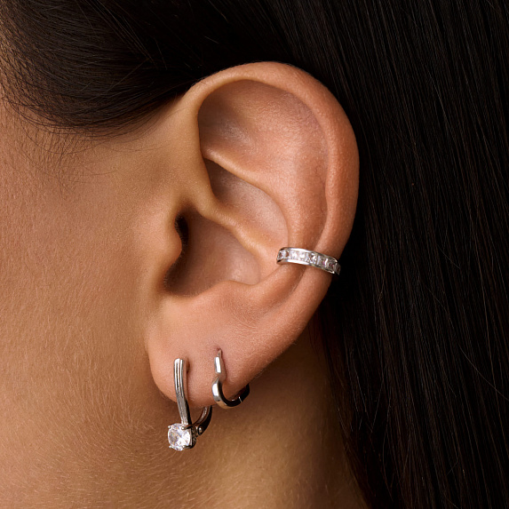 Серьги кольца серебро 925 женские сердечки Miestilo