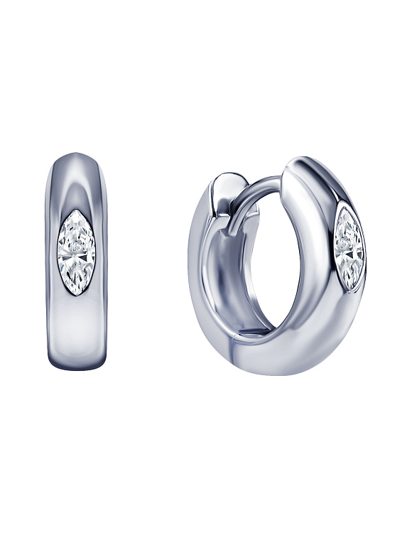 Дутые серебряные серьги-кольца с фианитами Miestilo  2