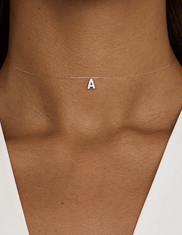 Подвеска на шею серебро 925 на леске буква а Miestilo