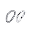 Серебряный сет из двух колец волна гладкое и с фианитами Miestilo