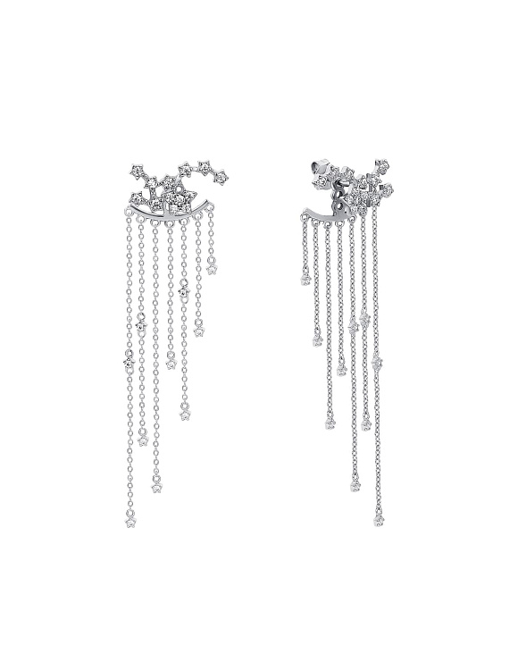 Серьги серебро 925 серебряные гвоздики длинные звезды Miestilo  2