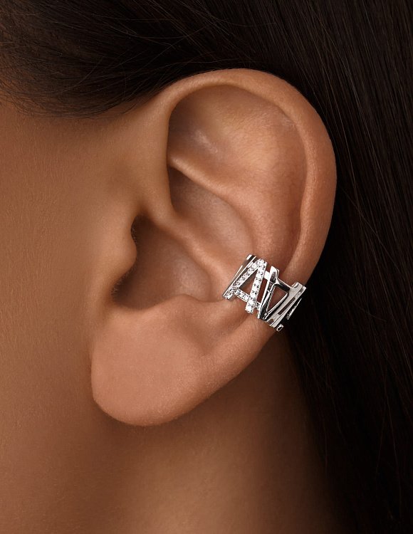 Серебряный кафф с буквой А с фианитами MIESTILO  Miestilo