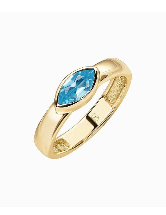 Серебряное кольцо с покрытием из желтого золота с синтетической шпинелью Miestilo  2