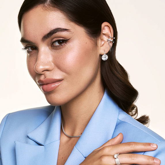 Серьги серебро 925 с камнями крупные серебряные Miestilo