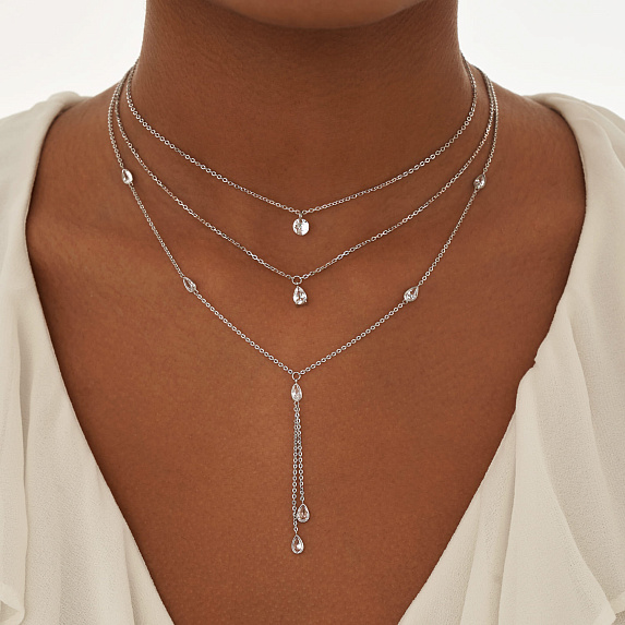 Подвеска серебро 925 на шею капля с фианитом Miestilo