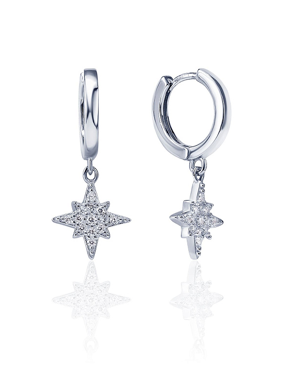 Серебряные серьги-конго с подвеской в форме звезды MIESTILO Miestilo  2