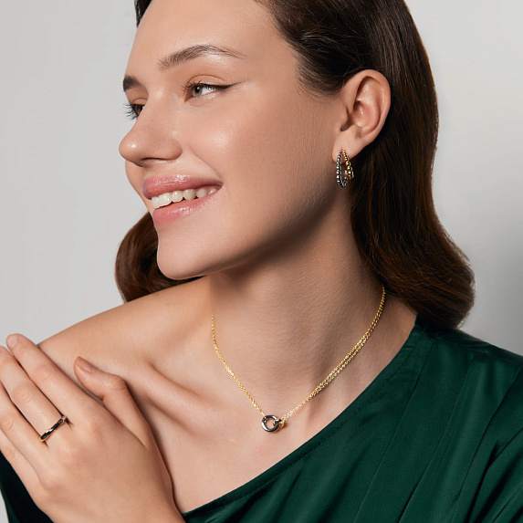Серьги серебро 925 серебряные кольца биколор Miestilo