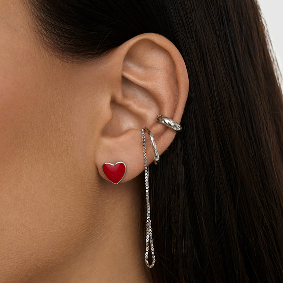 Серьга кафф серебро 925 моносерьга серебряная висячая Miestilo