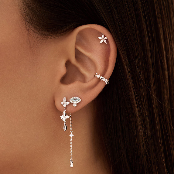 Серьги серебро 925 висячие гвоздики трансформеры Miestilo