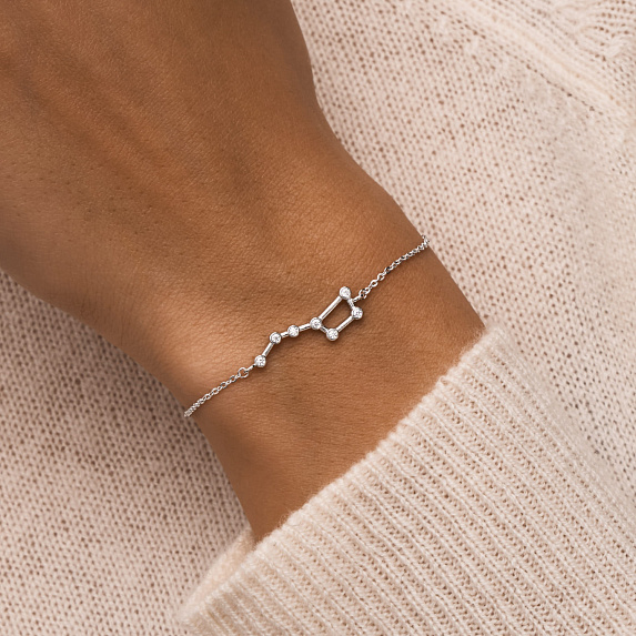 Серебряный браслет с созвездием Большая медведица и фианитами Miestilo