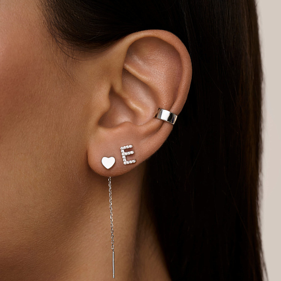 Серьги серебро 925 женские длинные протяжки сердечки Miestilo
