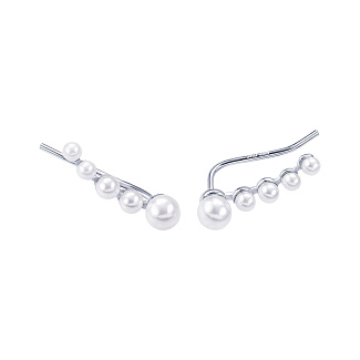 Серьги серебро 925 серебряные клаймберы с жемчугом Miestilo