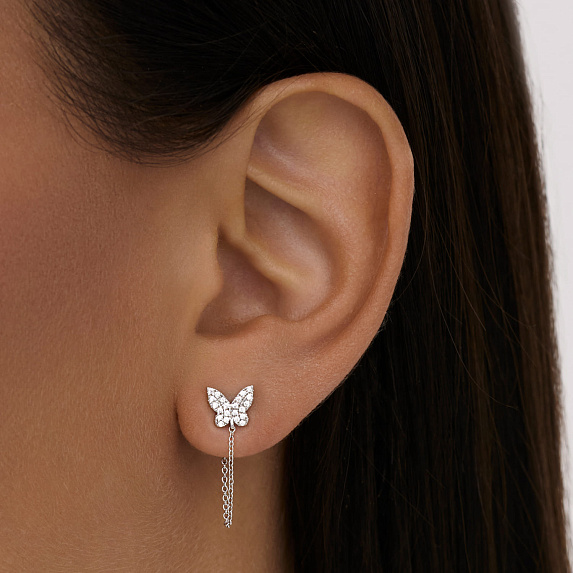 Серьги серебро 925 серебряные гвоздики женские бабочки Miestilo