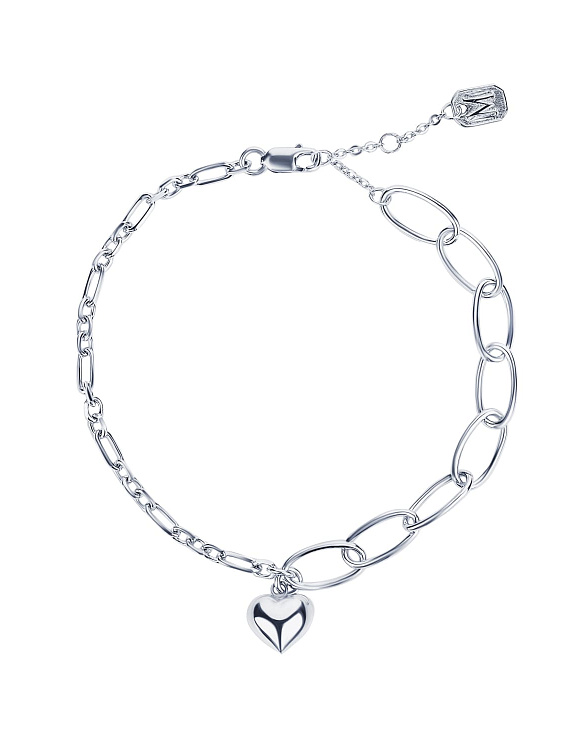 Браслет серебро 925 на руку с подвеской сердечко Miestilo  2