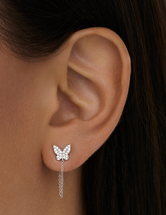 Серьги серебро 925 серебряные гвоздики женские бабочки Miestilo