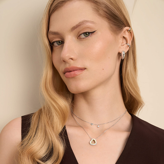 Серьги конго серебро 925 серебряные сердечки дутые Miestilo