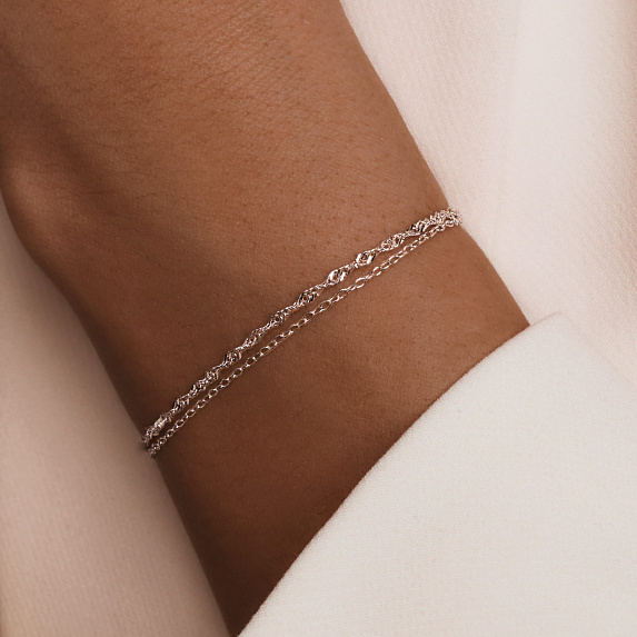 Серебряный двойной браслет Miestilo