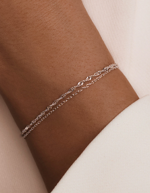 Серебряный двойной браслет Miestilo