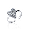 Регулируемое серебряное кольцо сердце с фианитами MIESTILO  Miestilo