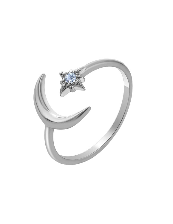 Кольцо серебро 925 ювелирное безразмерное луна Miestilo  2