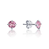 Серебряные пусеты с розовыми  фианитами  Miestilo