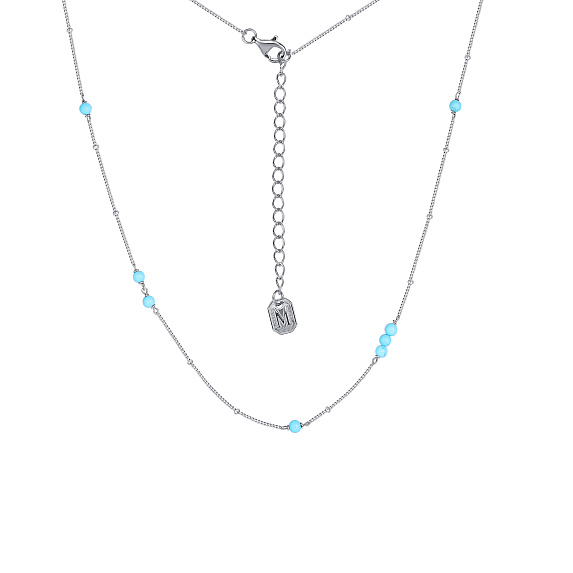 Серебряное колье с искуственной бирюзой Miestilo