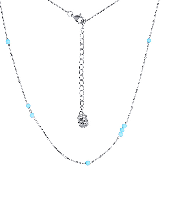 Серебряное колье с искуственной бирюзой Miestilo  2