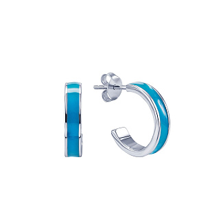 Серьги серебро 925 гвоздики женские кольца эмаль Miestilo