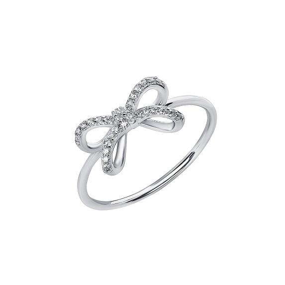 Серебряное кольцо с фианитами бант Miestilo