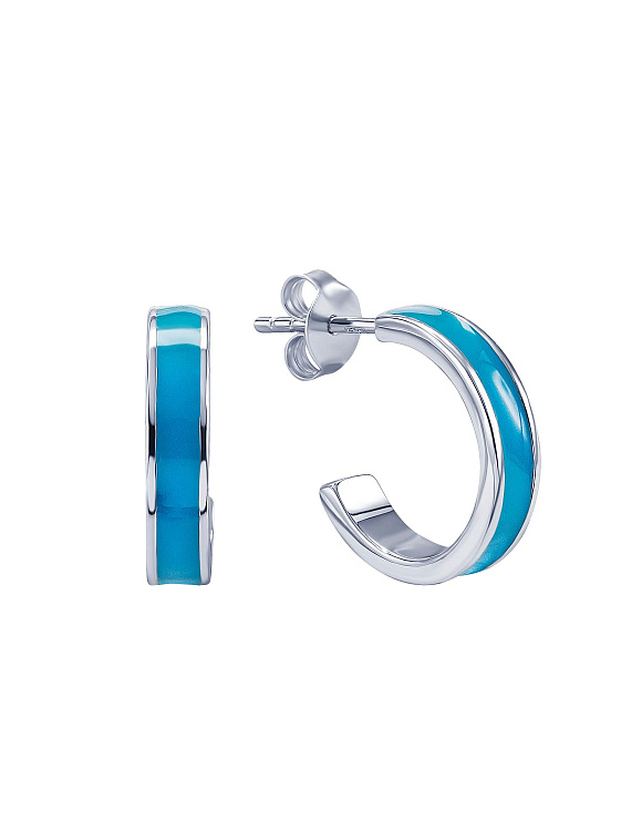 Серьги серебро 925 гвоздики женские кольца эмаль Miestilo  2