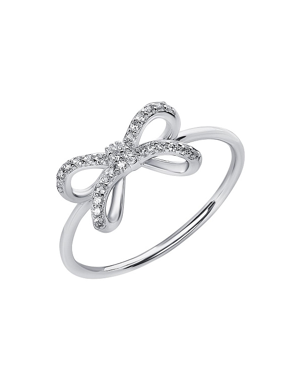 Серебряное кольцо с фианитами бант Miestilo  2