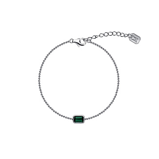 Серебряный браслет с фианитом в огранке изумруд Miestilo
