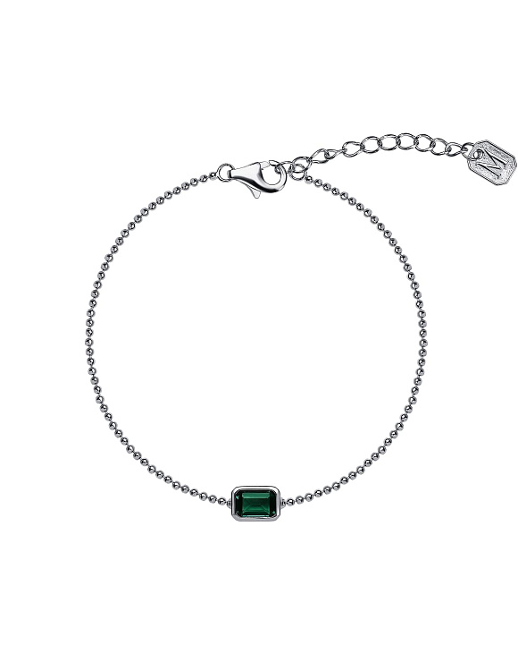 Серебряный браслет с фианитом в огранке изумруд Miestilo  2