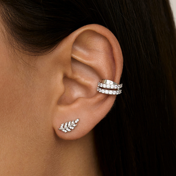 Серьги серебро 925 серебряные гвоздики женские листья Miestilo