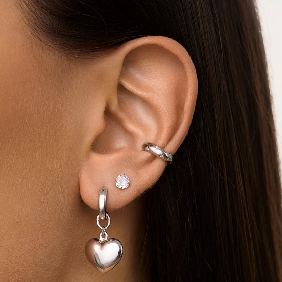 Серьги конго серебро 925 трансформеры сердечки Miestilo