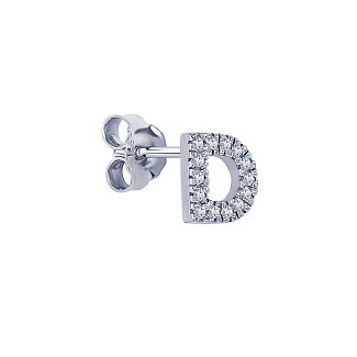 Моносерьга серебро 925 гвоздик c буквой D Miestilo