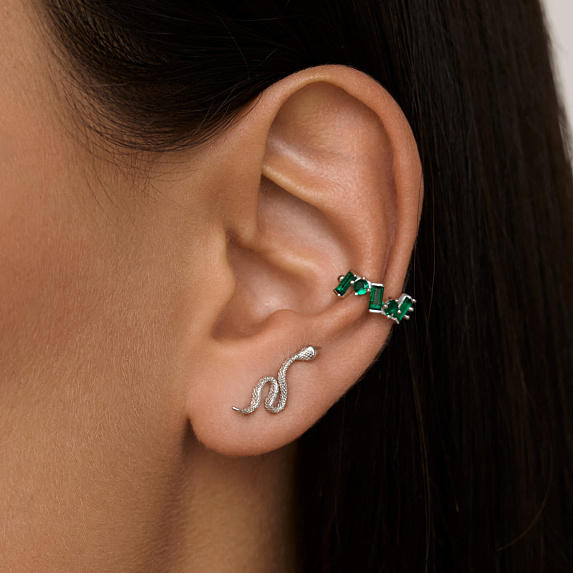 Серьги клаймберы серебро 925 змеи без застежки Miestilo