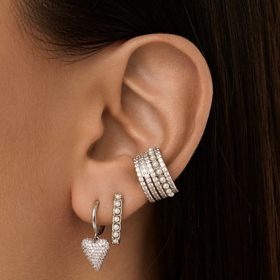 Серьги конго серебро 925 серебряные круглые с жемчугом Miestilo