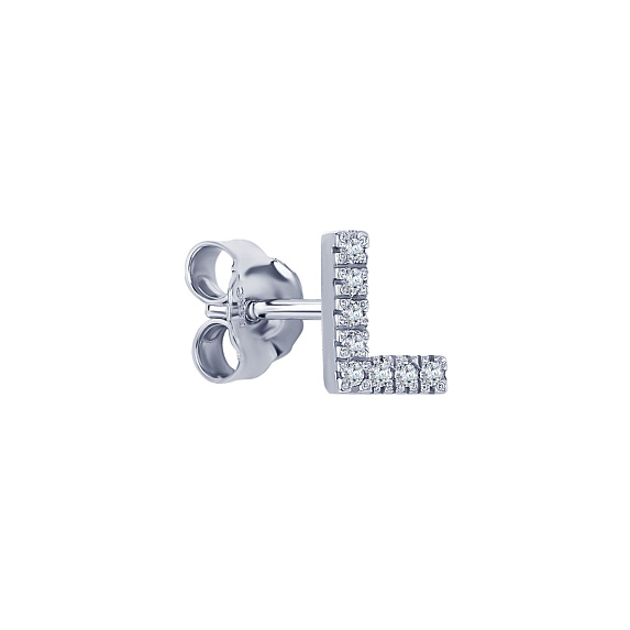 Моносерьга серебро 925 гвоздик c буквой L Miestilo