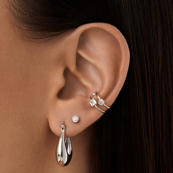 Серьги серебро 925 кольца серебряные круглые Miestilo