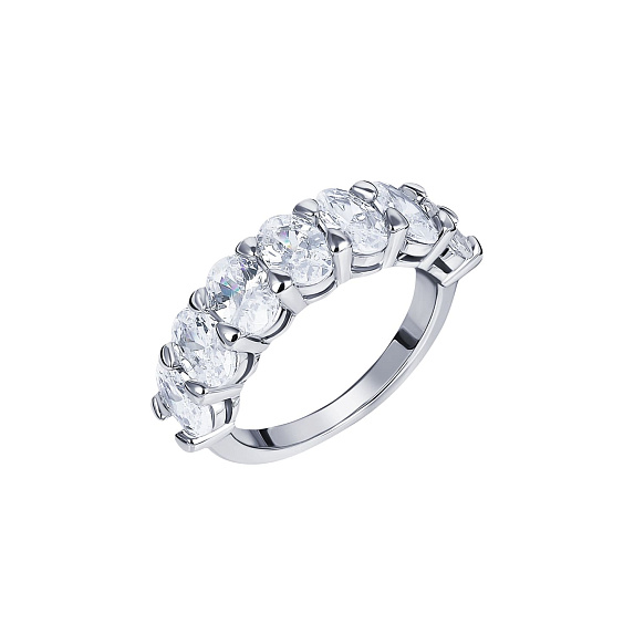 Серебряное кольцо с фианитами в огранке овал Miestilo