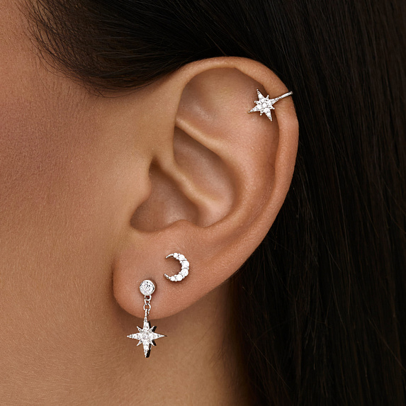 Серьги серебро 925 серебряные гвоздики женские звезды Miestilo