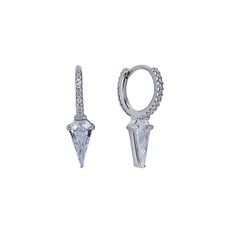 Серебряные серьги кольца с фианитом Miestilo